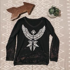 Bleached and Distressed Free Bird graphic sweater